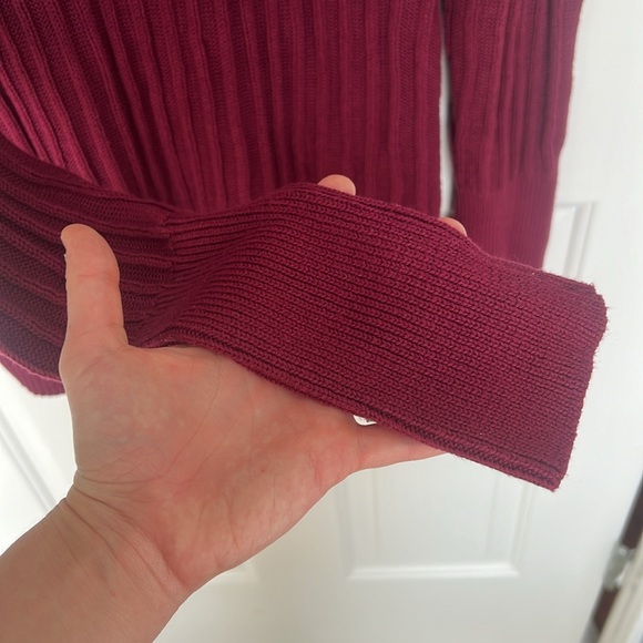 Fall Burgundy Sweater, XL Burgundy Turtle Neck Sweater, Cable knit sweater - Picture 7 of 11